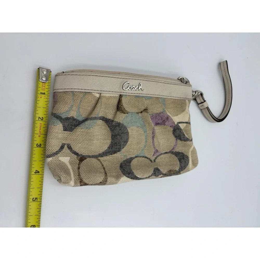 Coach Signature Wristlet Canvas Pastel Colors ID‎ holder Classic Y2K